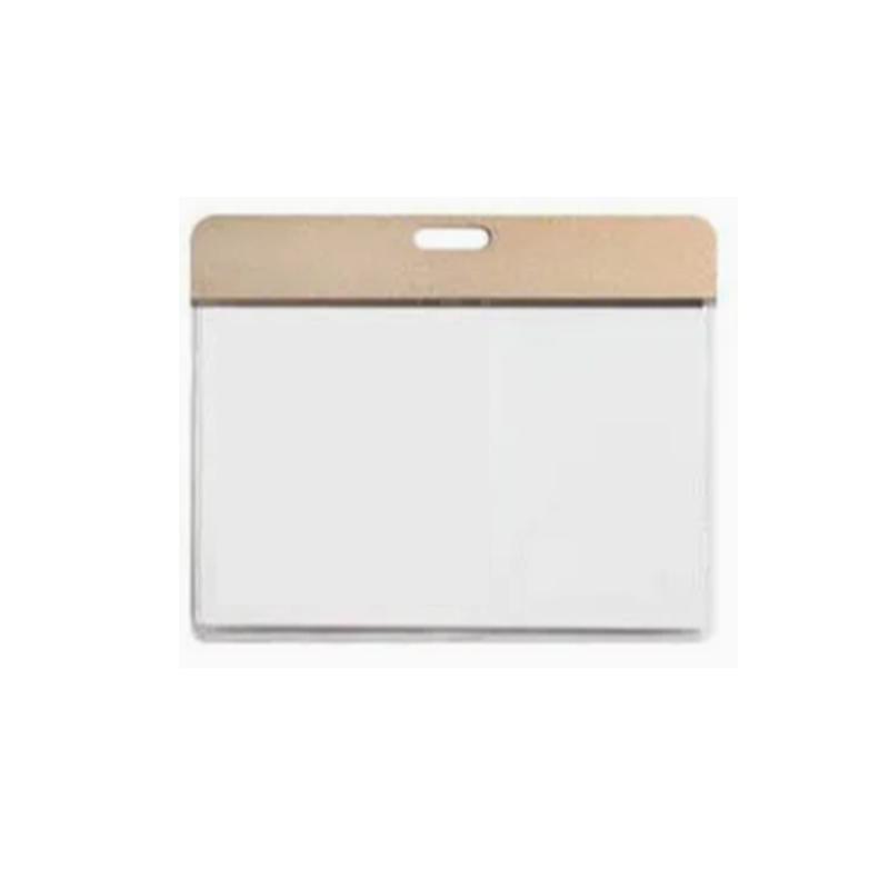 Premium Clear ID Card Holder with Aluminium - Horizontal - Gold